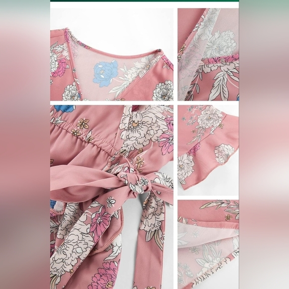 NWOT Teurkia Pink Floral Girls Romper Size Large - Picture 12 of 16